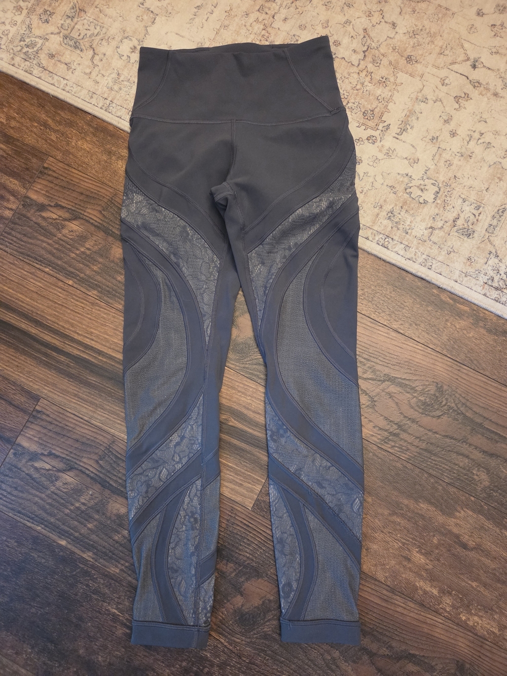 lululemon athletica Charcoal Lace-Panel High-Rise Leggings